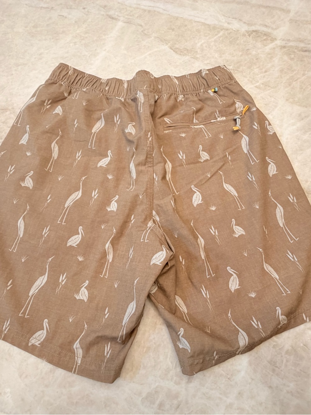 Men's Brown Crane-Print Casual Shorts